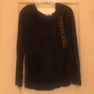 Medium black Mizzou hooded long sleeve tee